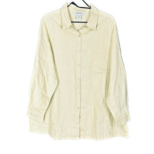 Bridgewater Studio Linen Shirt Womens 1X Tan Button Up Breathable Coastal Comfy